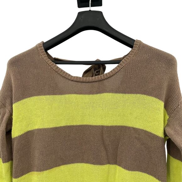 Edge Womens Cotton Pullover Knit Striped Long Sleeve Sweater - Picture 2 of 10